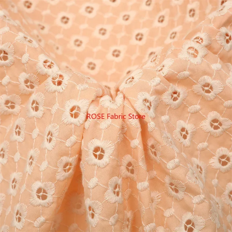 

Оранжевый, розовый и зеленый цветок, полая хлопчатобумажная ткань для платья, столешницы, наволочки, повязки на голову, шитья кукольной одежды