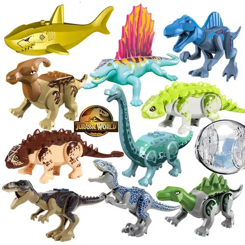 Jurassic World BIG Size Dinosaurs Spinosaurus Indoraptor Triceratop T-Rex Building Blocks Assemble Character Christmas Gift Toys