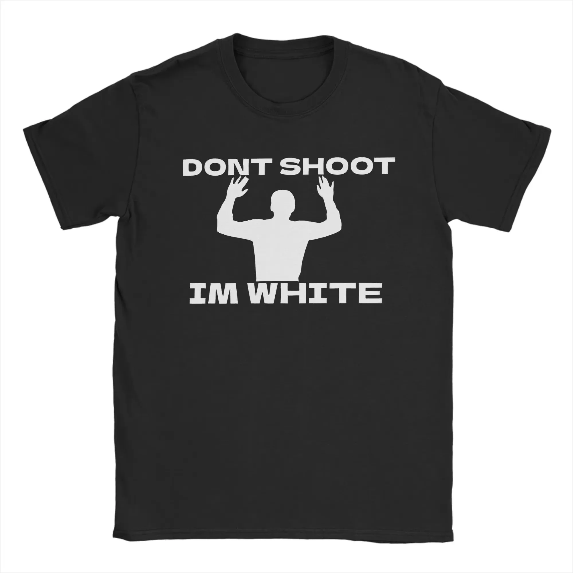T-shirt da uomo divertente e sardonica con stampa 'Don't Shoot I'm White', maglietta unica a maniche corte con scollo a O, traspirante