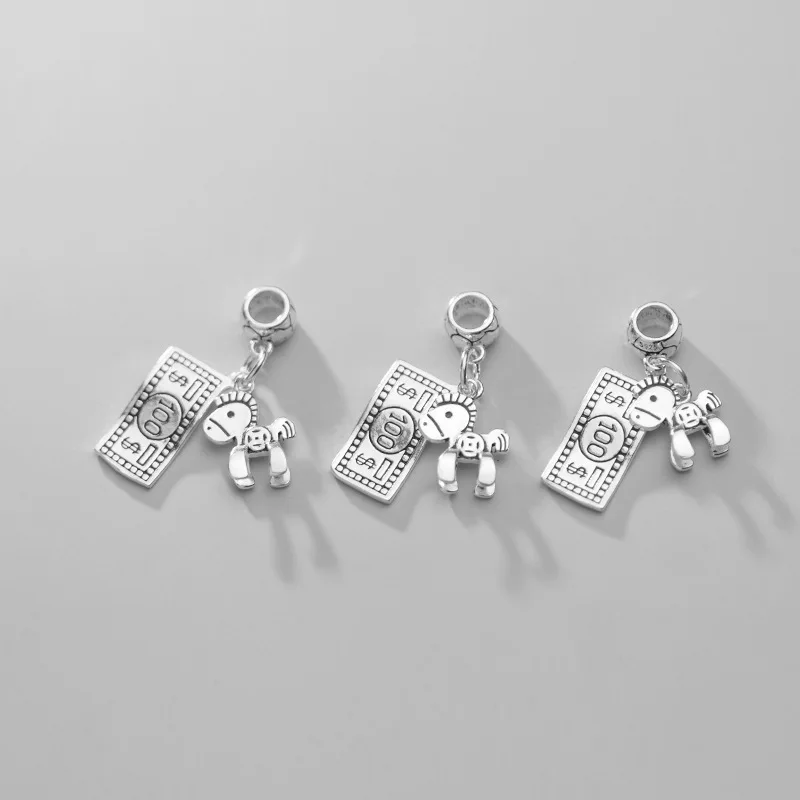 Charms 925 Horse&Money Simple Necklace Pendant Handmade DIY Accessories Charms for Bracelet Plata 925 Thai Silver