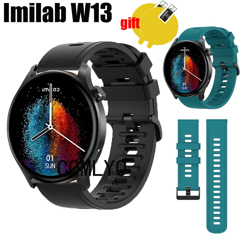 Band For IMILAB W13 Strap Women Men Smart Watch Silicone Soft Wristband Bracelet Screen protector film