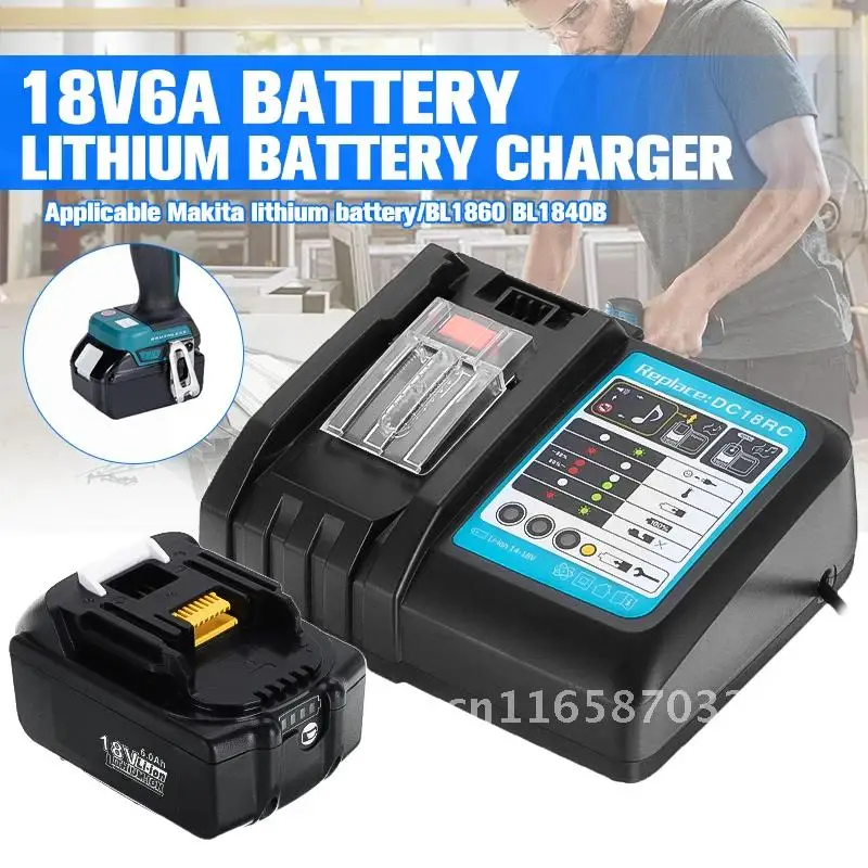 

Lithium Ion Is Suitable For Makita 18v Battery 6Ah BL1840 BL1850 BL1830 BL1860B LXT400 With Charger BL1860 Rechargeable Battery