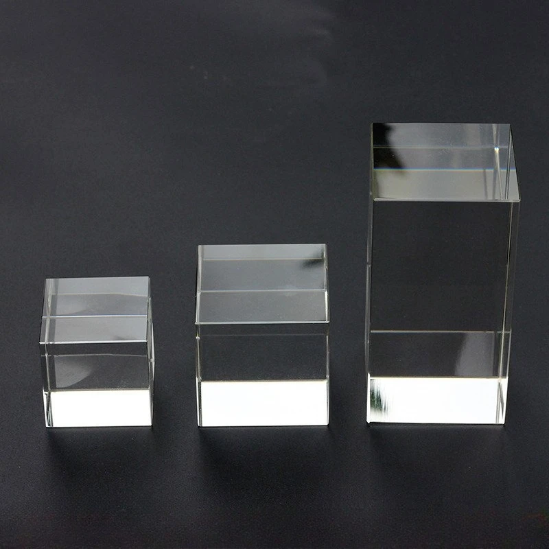 

Cubic Engraved Glass Prism with Artificial White Crystals ornament Optical Lens for Experimental Accessories Optometry Tools