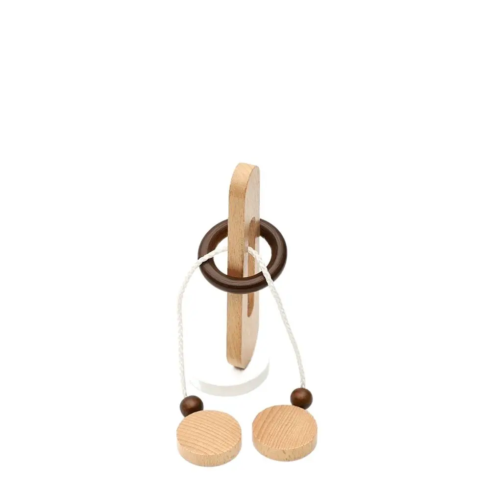 Creative 3D Threading Rope Loop Puzzle Wooden Brain Teaser Kongming Lock Lu Ban Lock