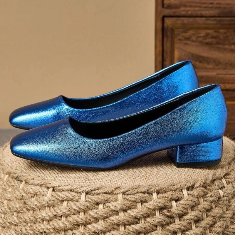 

Туфли-лодочки с квадратным носком и низким вырезом на каблуке 3 см, вечерние синие универсальные модные повседневные лоферы высокого класса для женщин, размер 36-44