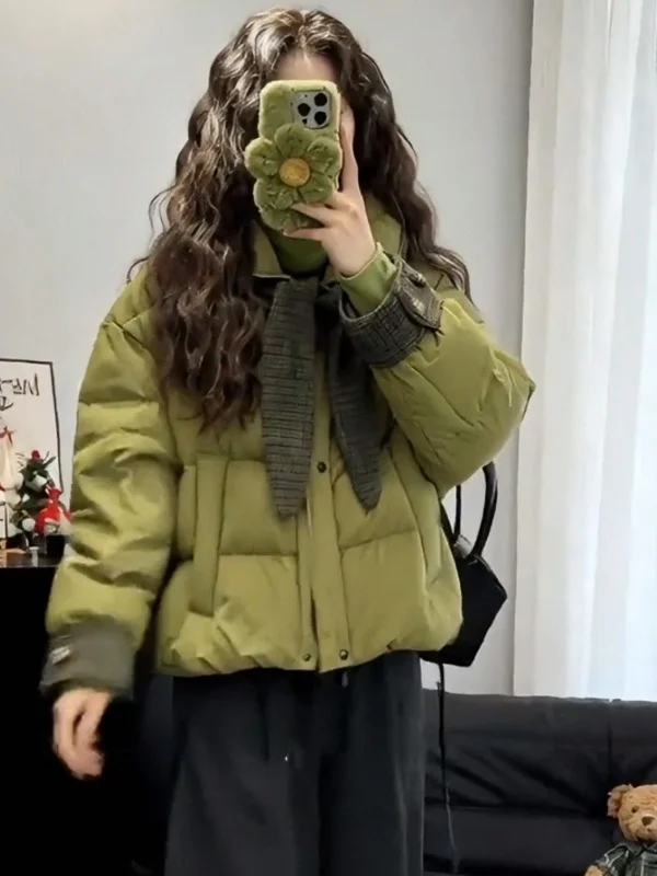 

een ort Spliced Thiened Warm Cotton Jaet Winter New Sle Women's Faionable Coat Korean Version Loose Fit Long Sve