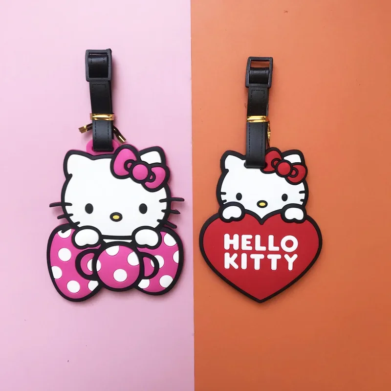 Kawaii Hello Kitty Travel Luggage Tag Cute Sanrio Kuromi My Melody Cartoon Label Suitcase ID Address Holder Baggage Boarding Tag