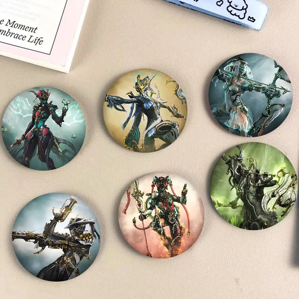 W-Warframe ألعاب أنيمي 32/44/58 مللي متر تخصيص زر دبابيس لطيف مضحك الإبداعية شارة مجوهرات ديكور هدايا للأصدقاء