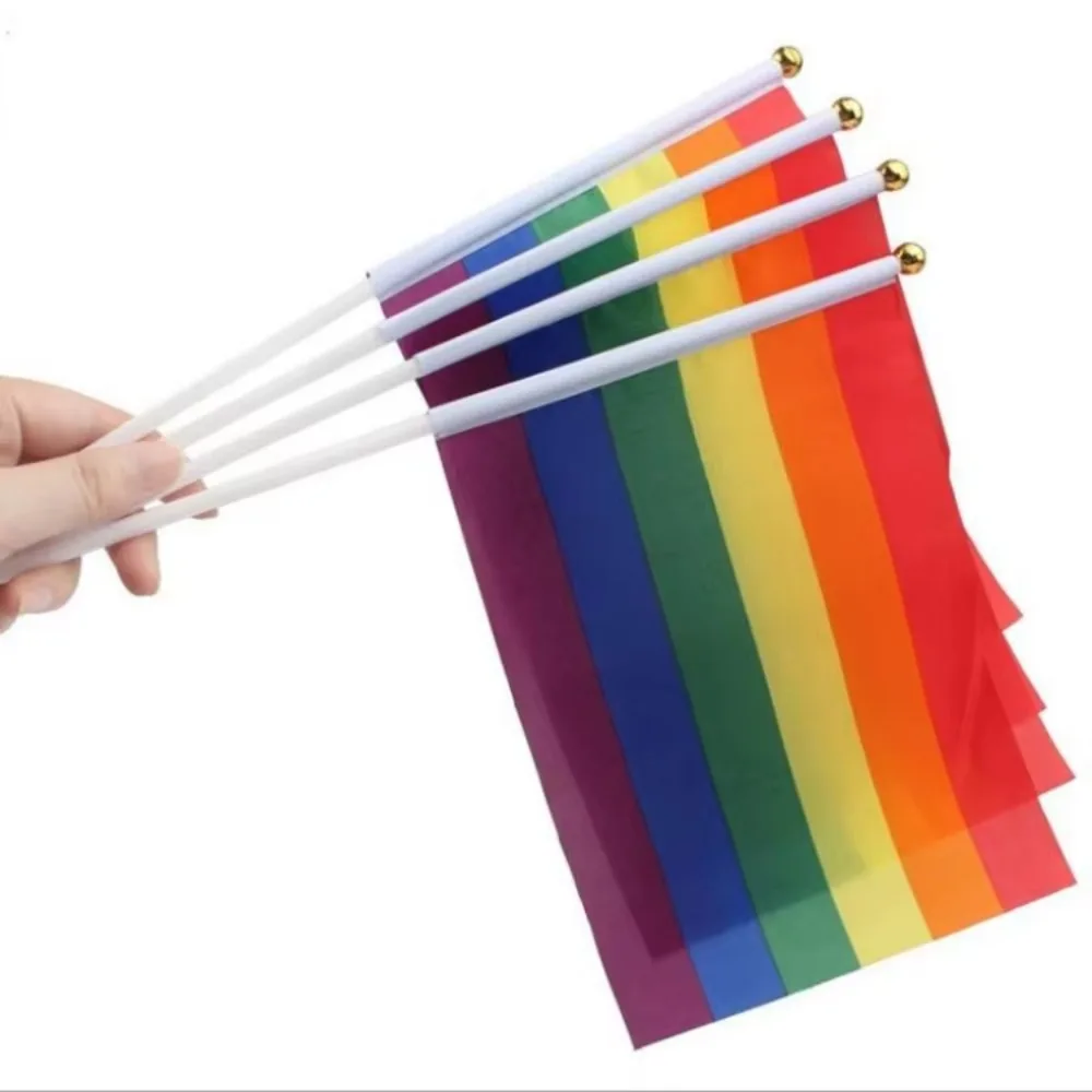 

1000pcs/lot Stick Flag 14*21cm Gay Pride Hand Flag Waving Flags for Festive & Party Supplies