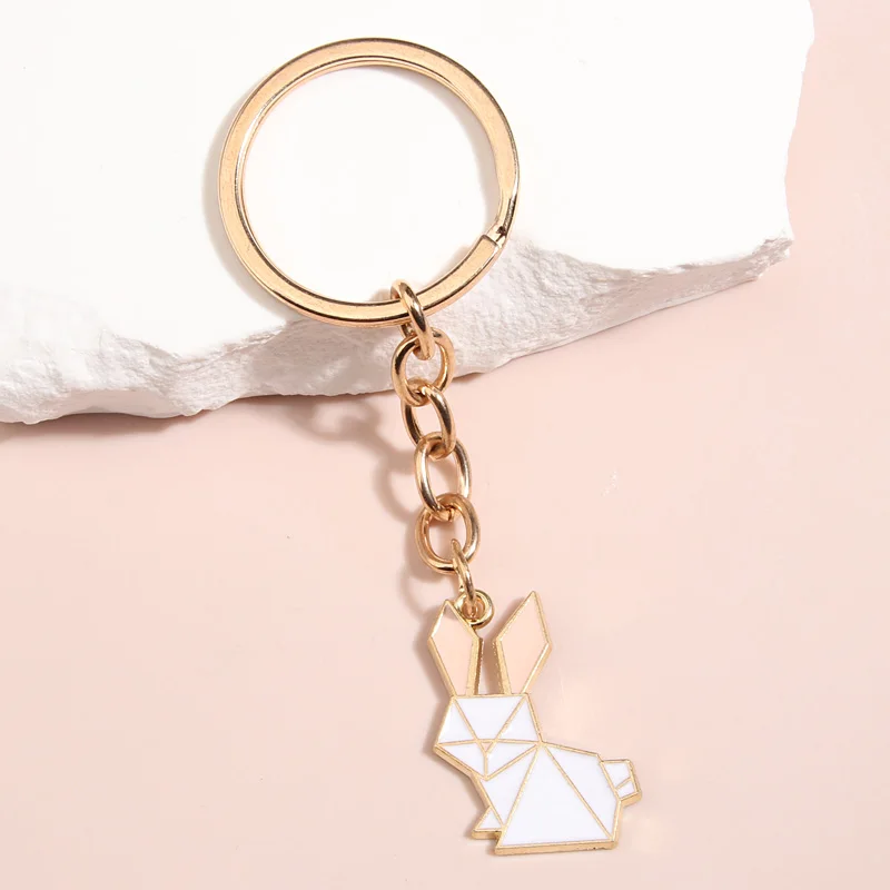 Cute Animal Keychain Panda Fox Rabbit Koala Key Ring Origami Enamel Key Chains Friendship Gifts For Women Men Handmade Jewelry