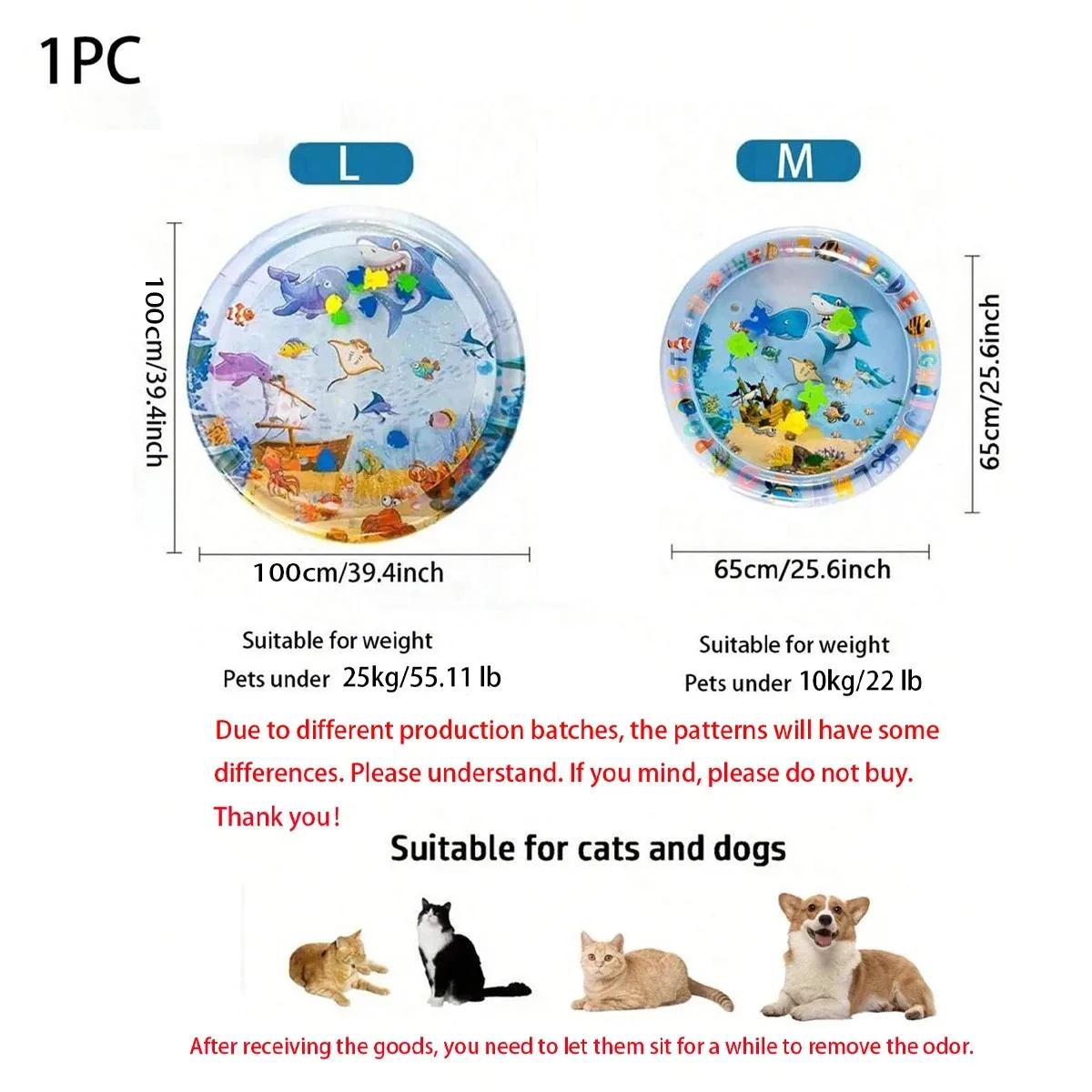 Summer pet cooling mat，Thickened Inflatable Water Mat For Cat And Dog Pet Playmat With Fish Sea Ocean Theme Sensory Toy Water view 2