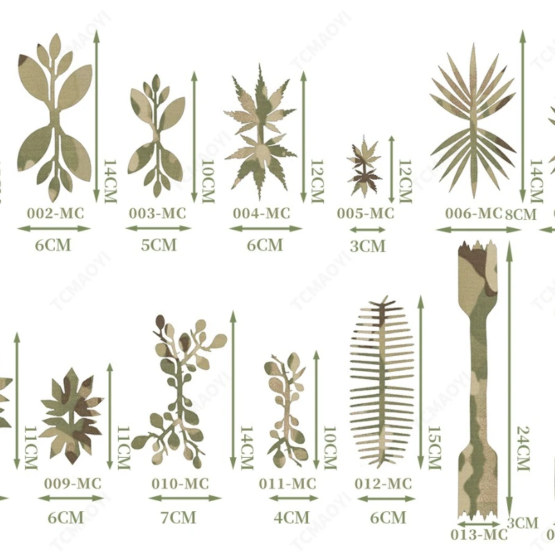 10PCS Camouflage Leaf Strips Laser Cut Foliage Pieces for High Cut Helmet Cover Outdoor Helmet Scrim DIY Concealment Accessories