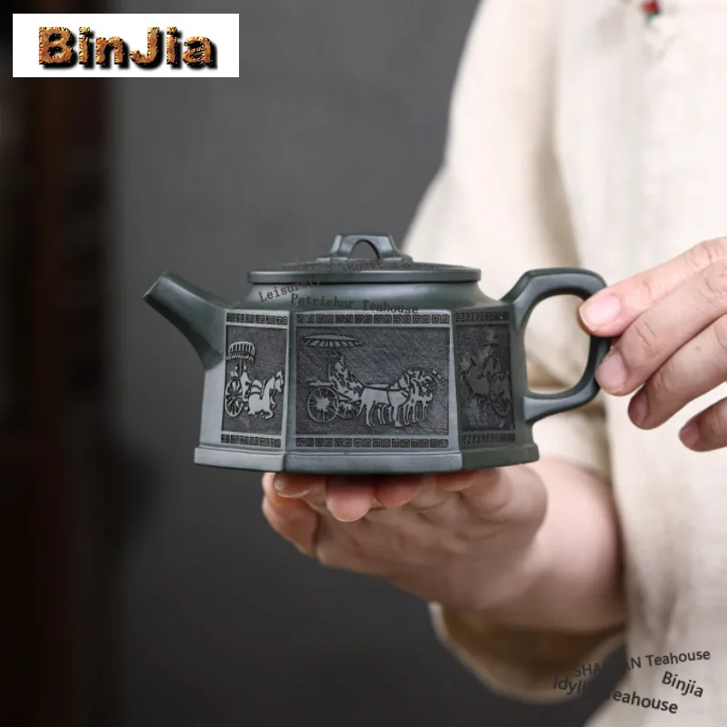 

230ml Boutique Yixing Purple Clay Teapots Master Handmade Pot Raw Ore Green Mud Kettle Chinese Zisha Tea Set Collection Craft