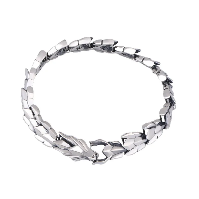 925 sterling silver keel faucet Bracelet Men's exaggerated punk Thai silver tide personalized hip hop hand jewelry