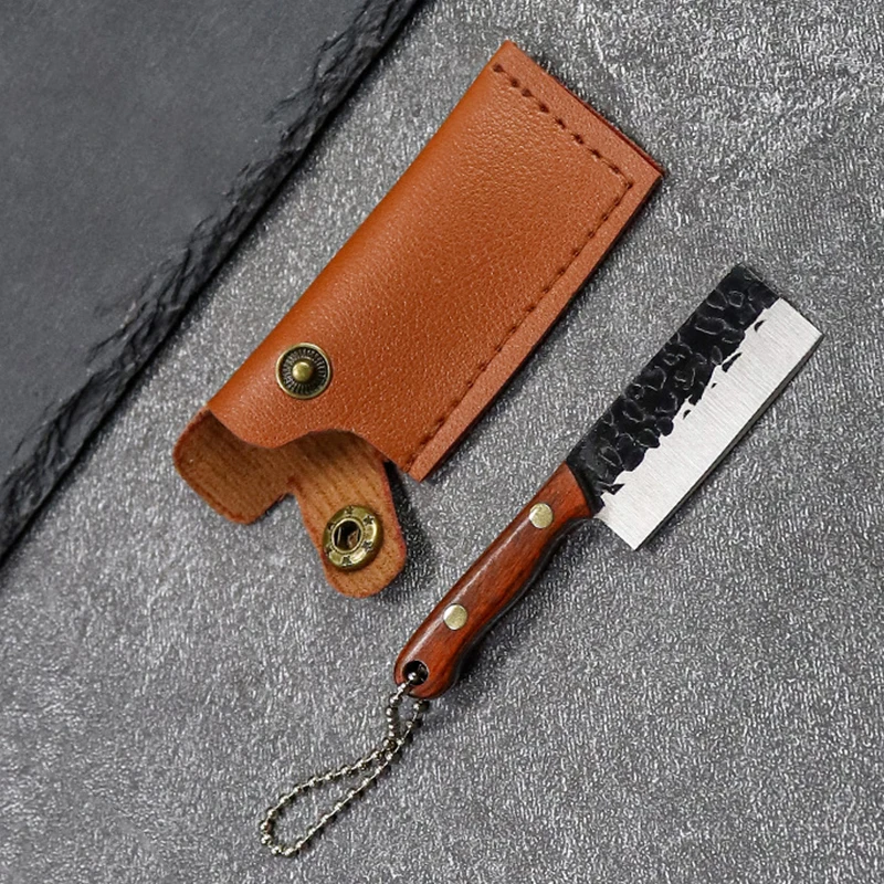 Mini Kitchen Knife Outdoor Wood Handle Knife Keychain Edc Stainless Steel Knife Unboxing Express Delivery Portable Pocket Knife