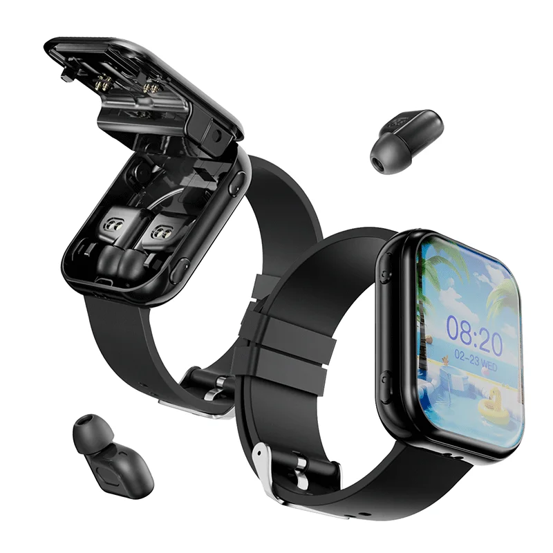 2025 New Smart Watch With Wireless Earbuds Smartwatch TWS Bluetooth Earphone Heart Rate Monitor Sports Watch Fitness Watch Clock