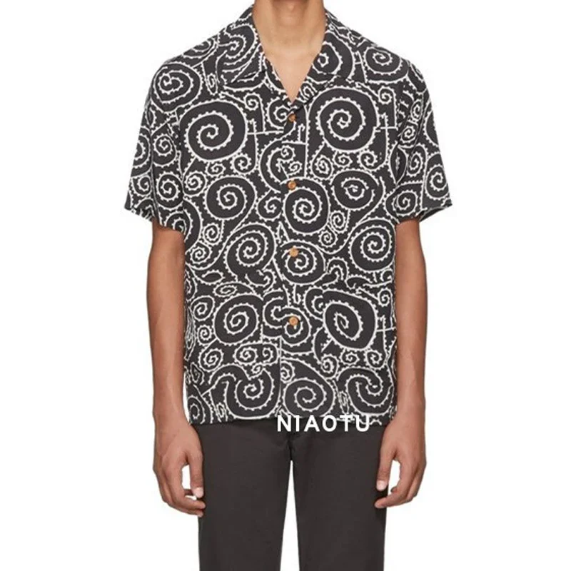 NIAOTU 22aw Hawaiian Short Sleeved Tang Grass Loose Casual Shirt for Men Non Visvim DCDT