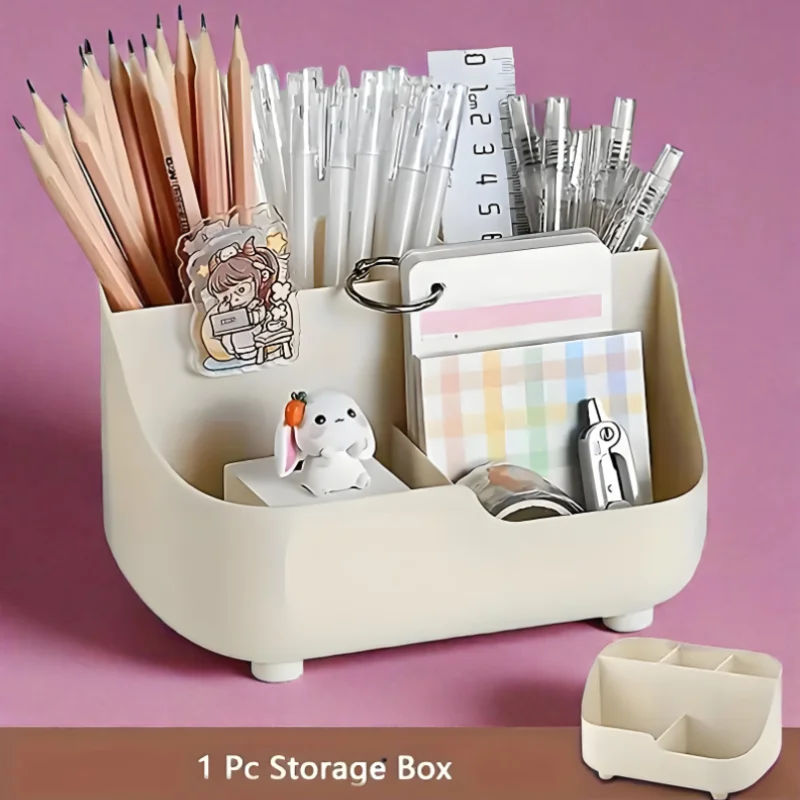 1Pcs Multifunctional Desktop Organizer 5-grid Large Capacity Pen Holder Plastic Storage Bucket