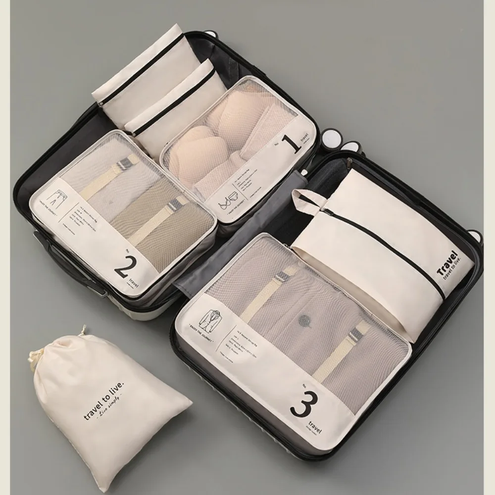 

Waterproof Travel Compression Packing Cubes Bag Wear-resistant 7 in 1 Set Luggage Storage Bag Thickened Durable
