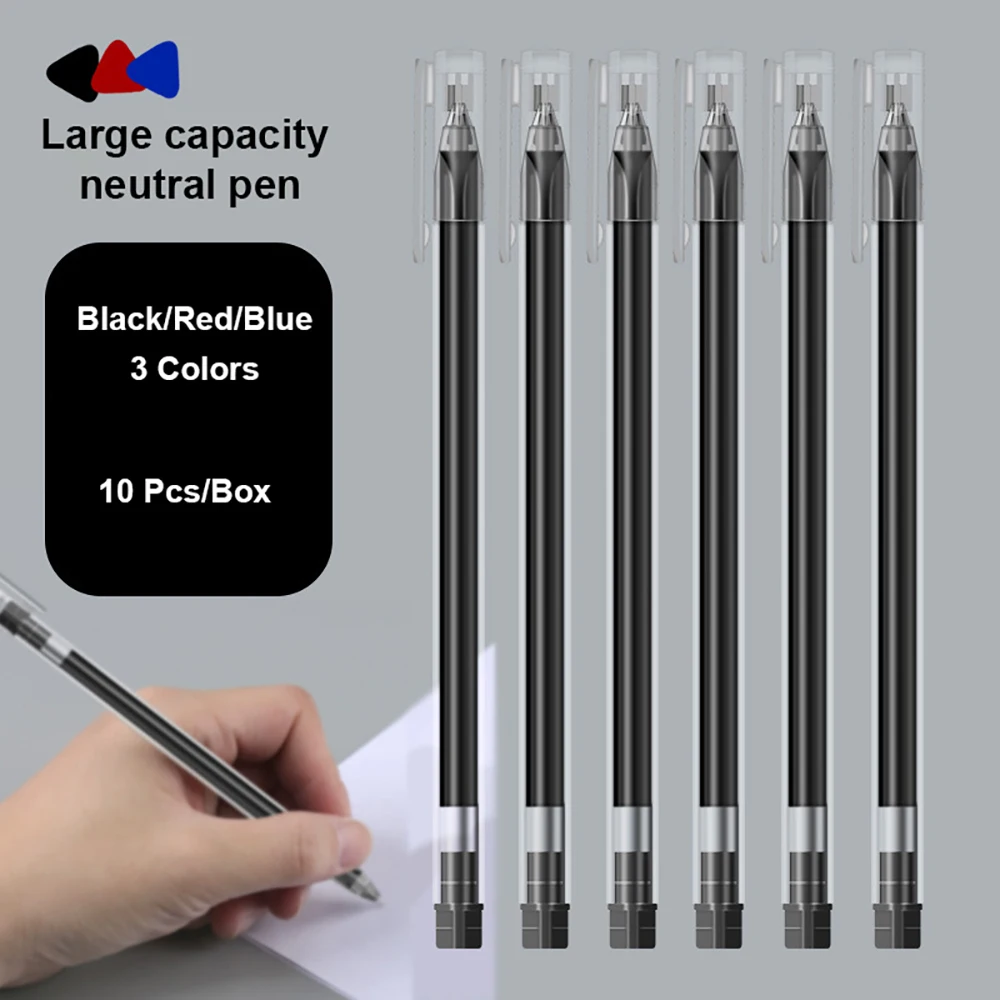 3/6/12Pcs 0.5mm Gel Pen High-capacity Black Red Blue Inks Triangle Pen Holder For Writing School Office Stationery Supplies