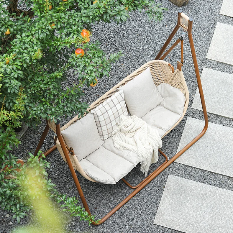

Modern Style Metal Outdoor Leisure Swing Chair with Strong Frame Hanging Hammock Bed for Garden Courtyard Balcony Use