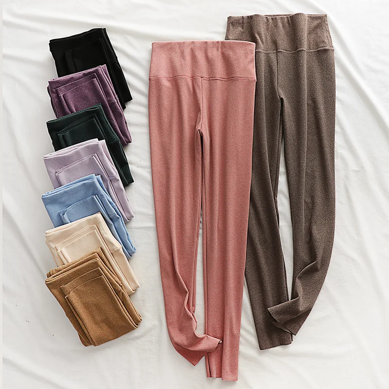 High Waist Double Sided Fleece Leggings Women's Autumn Winter Thickened Long Pants Seamless Comfortable Underwear Trousers