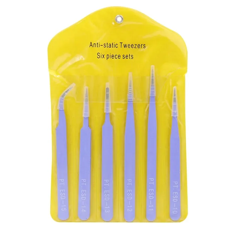 6-teiliges Präzisionspinzetten-Set, ESD antistatische, nicht-magnetische Pinzetten für Elektronik, Handwerk, Laborarbeit, Schmuckherstellung, Handwerkzeug – Detail 11