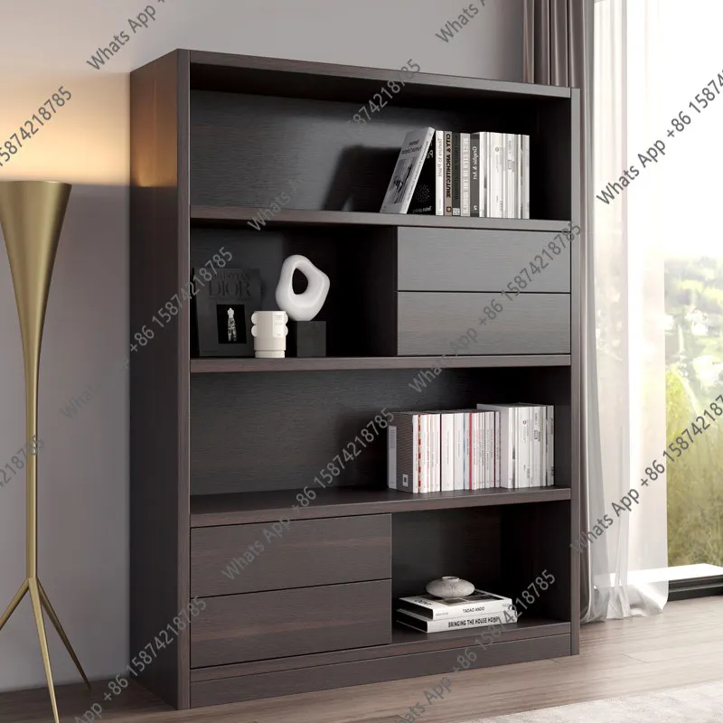 High-end light luxury smoked oak bookcase storage modern simple home living room combination display locker
