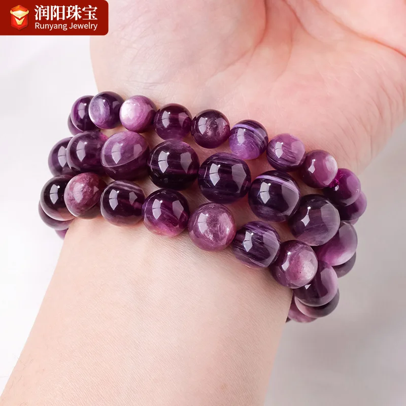 

Natural Amethyst Round Bead Scale Mica'S Eye Purple Grape Bracelet