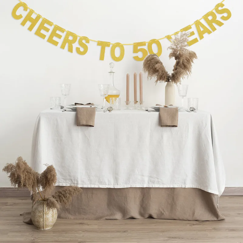 Gold Cheers to 10/16/18/20/21 Years Birthday Banner Garlands Bunting 30/40/50/60/70th Adult Birthday Party Decoration Supplies