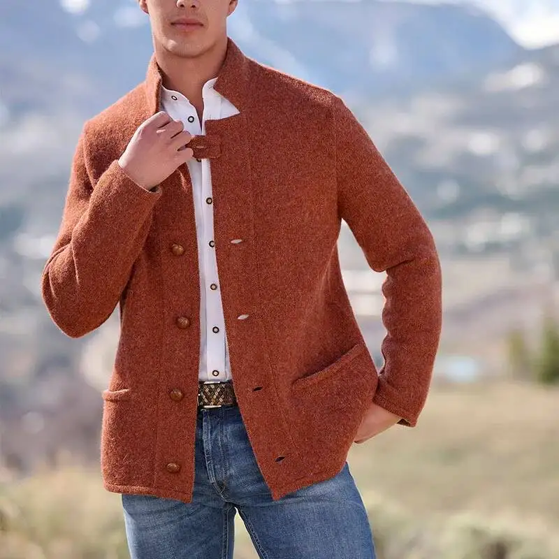 Stand-Up Collar Suit Jackets Casual Retro Button Up Jacket Costumes Blazers For Male Fashion Suits Blazer Men's Clothing