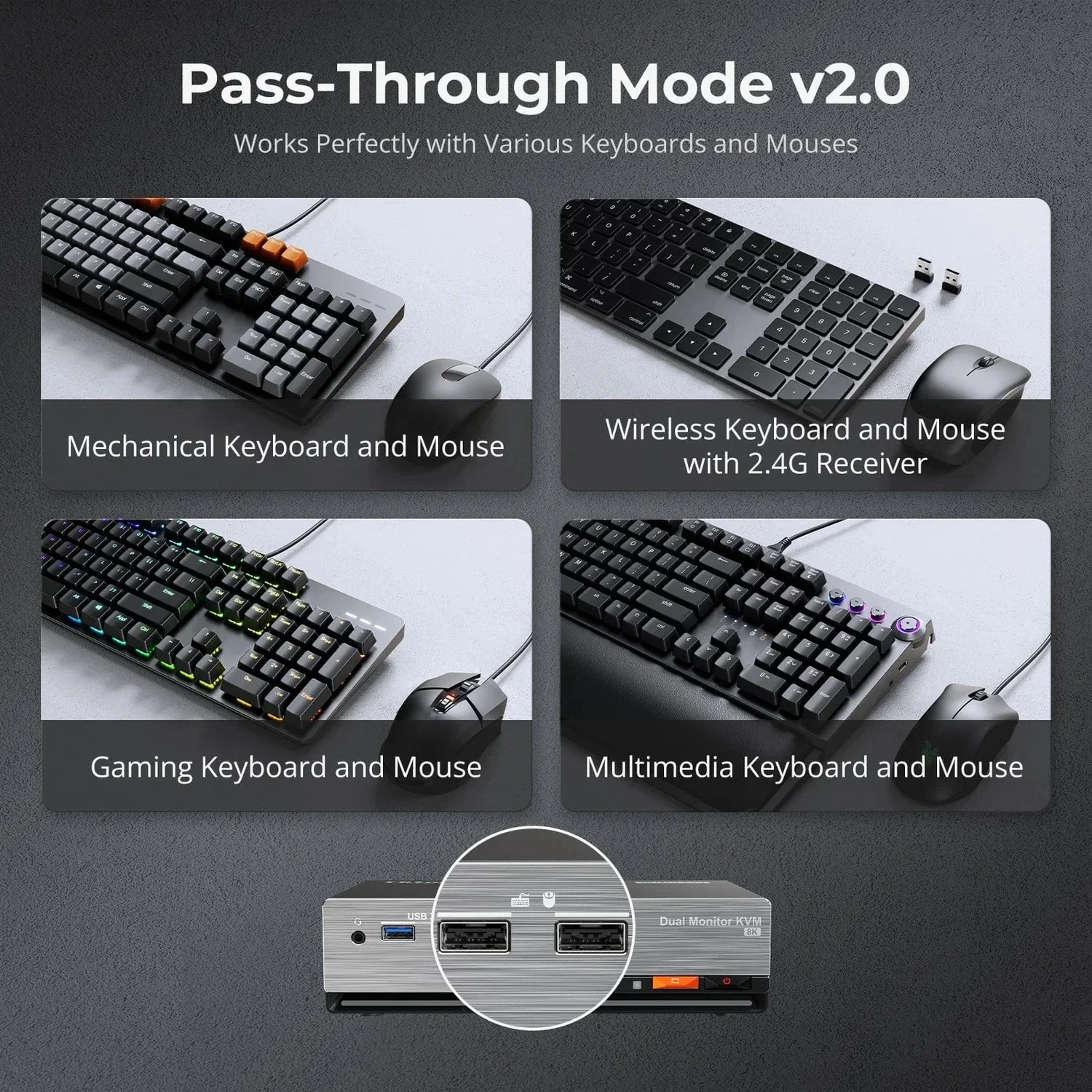 Best TESmart DP 1.4 Dual 8K 60Hz KVM Switch Gaming Dock For 2 PCs 2 Monitors With EDID G-Sync FreeSync