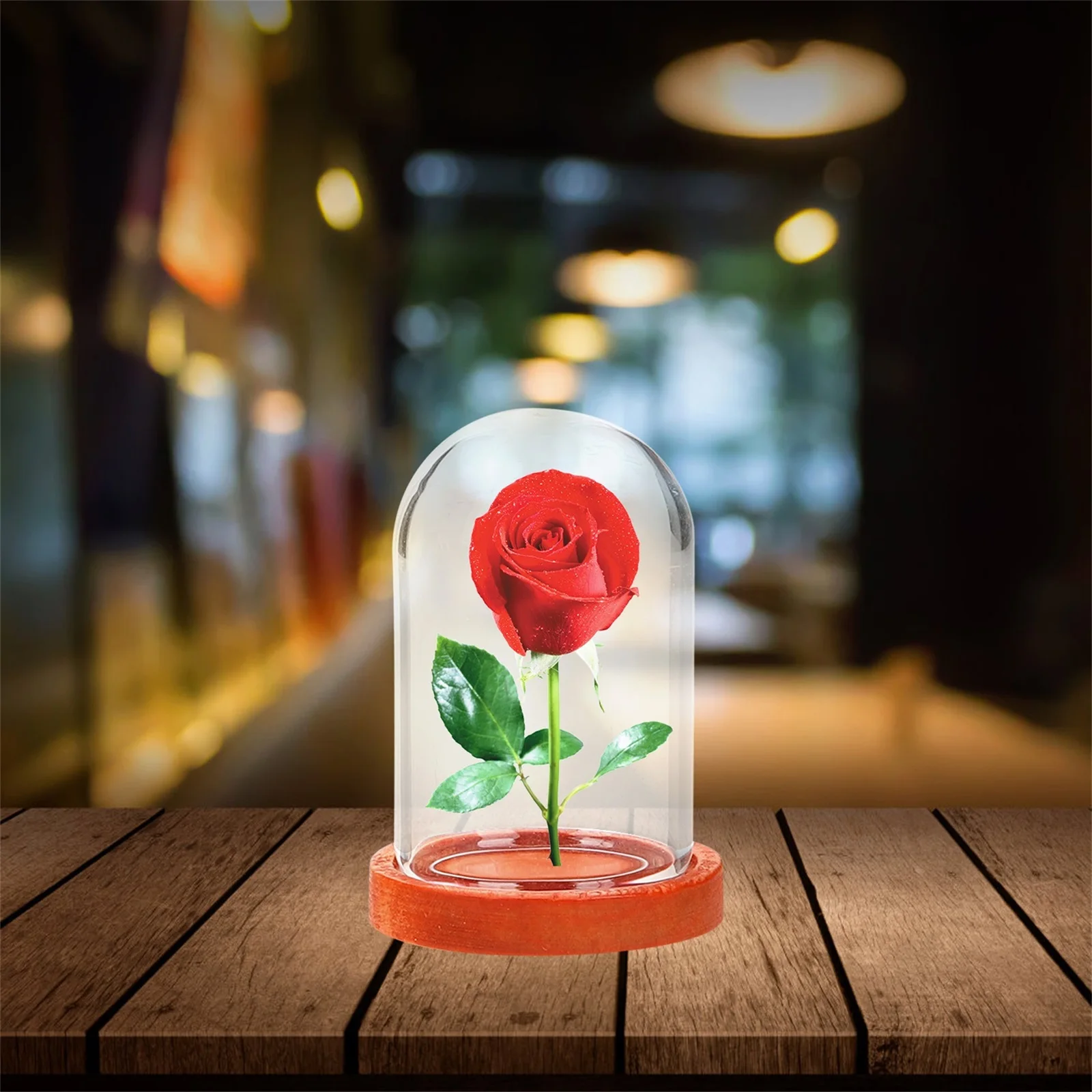 

10Pcs Mini Eternal Flower Glass Dome Small Display Case Clear Glass Cloche Wooden Base Living Room Decoration Small Display Case