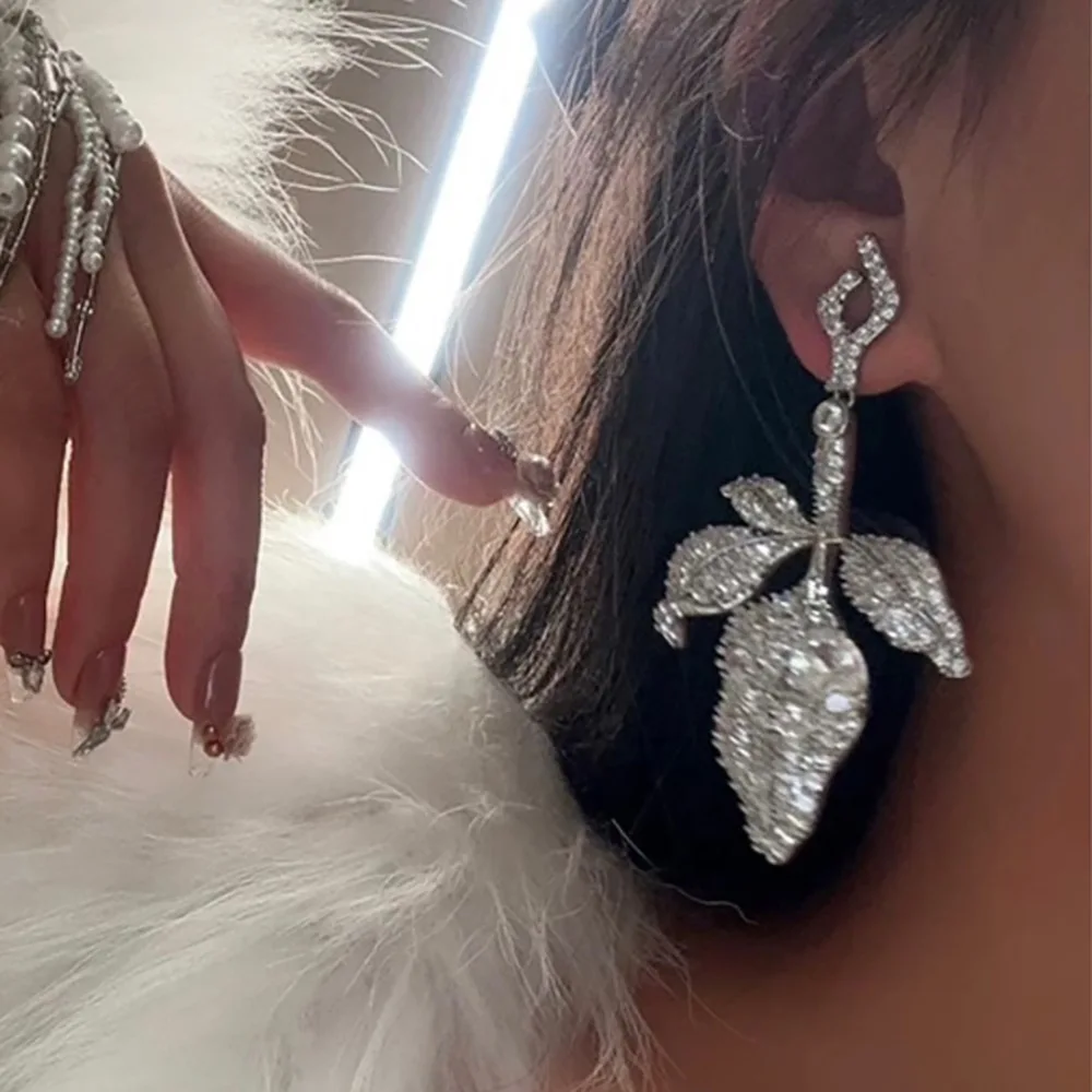 

Missvikki Luxury Big Leave Pendant Earrings Trendy Cubic Zircon Indian Earrings for women Wedding Engagement Party JEWELRY GIFT