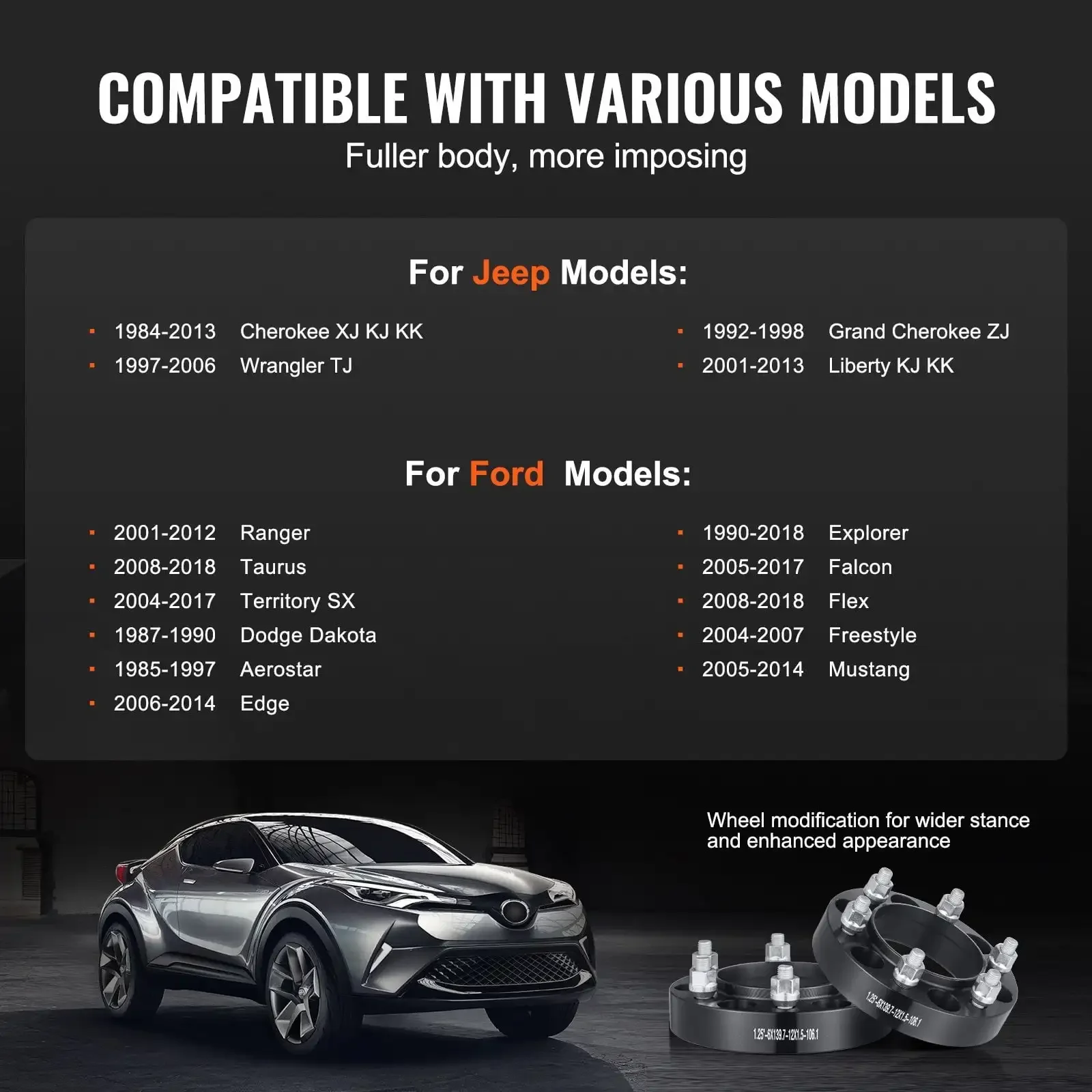 1 "5" x 4.5 "Roda Spacer Adaptor Roda 5 Lug Forged Spacer 4 PCS Hitam