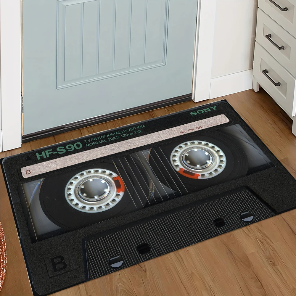 Home Floor Mat Retro Cassette Tape Bedroom Bathroom Kitchen Adjustable Floor Mat Dirt Resistant Easy To Decorate Home Floor Mat