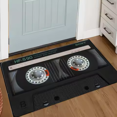 Home Floor Mat Retro Cassette Tape Bedroom Bathroom Kitchen Adjustable Floor Mat Dirt Resistant Easy To Decorate Home Floor Mat