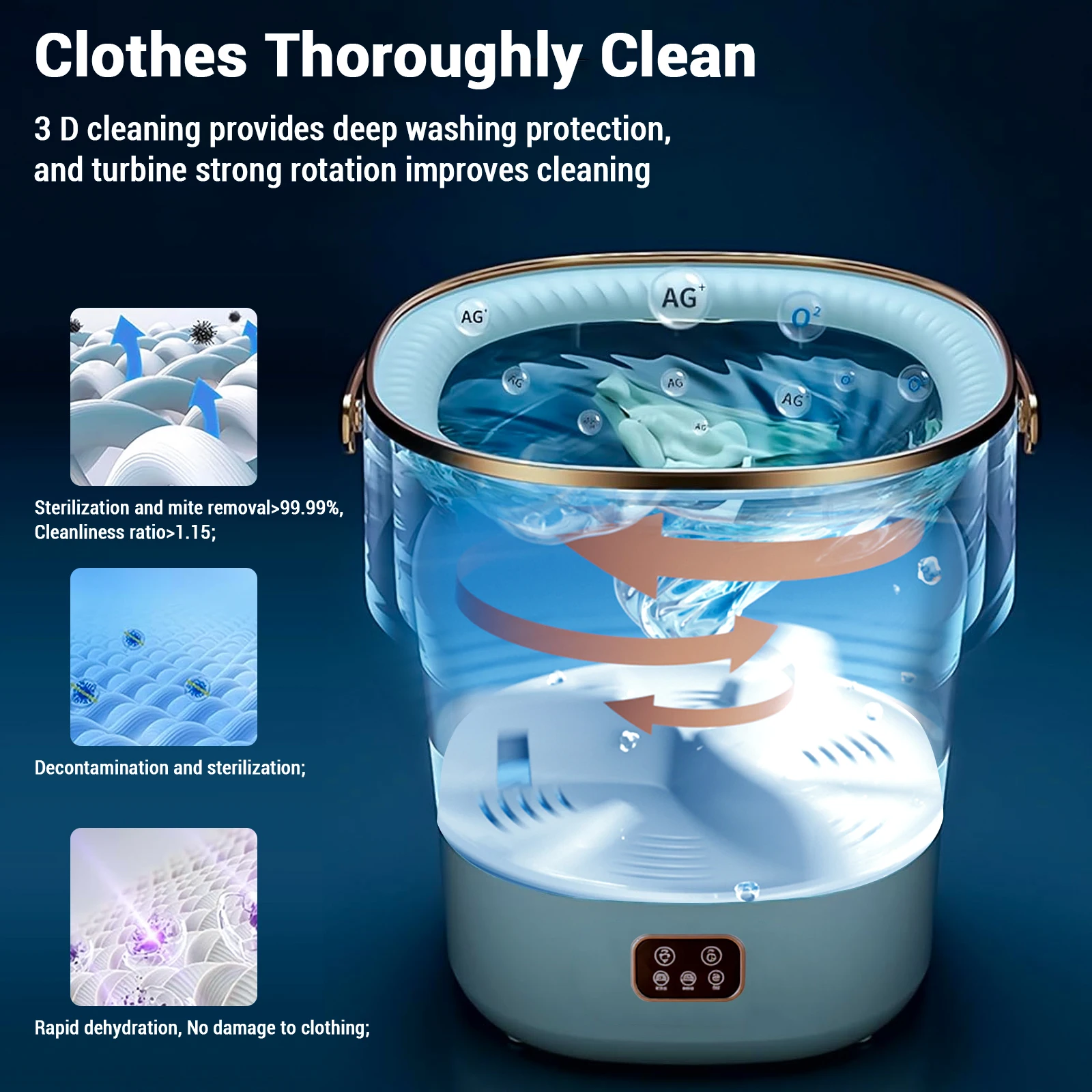 Portable Washing Machine 12L Small Foldable Spin Dryer Mini Laundry for Socks Underwear Home Shop Lightweight and Efficient