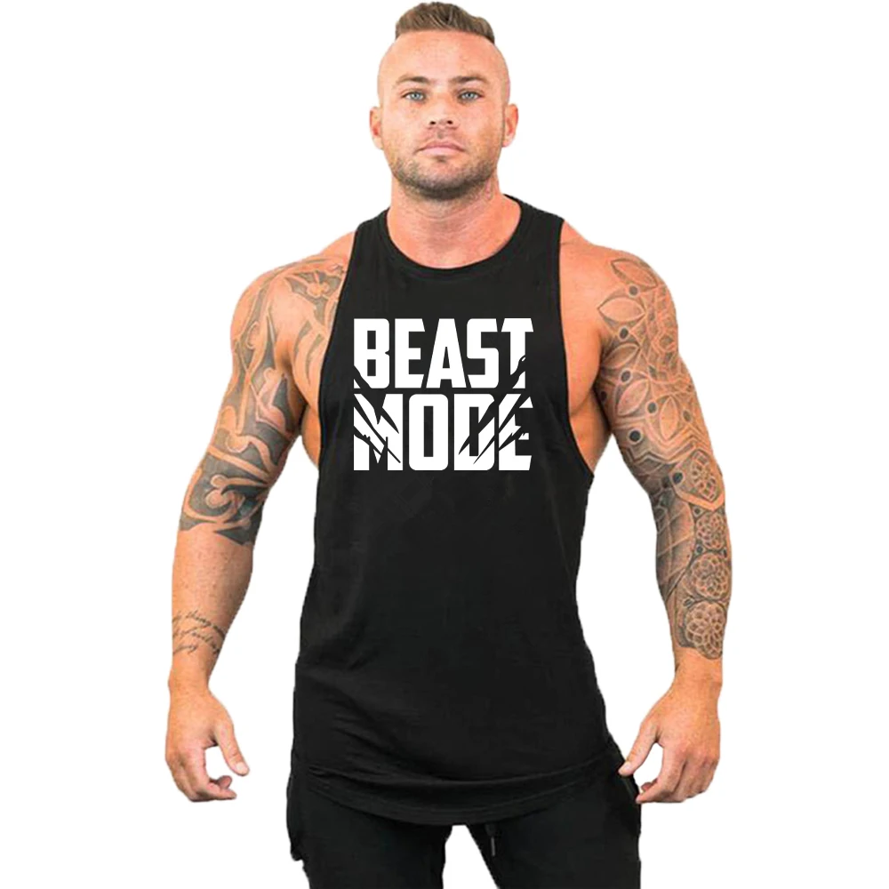 2023 Summer Men's Sport Vest Gyms Fitness Cotton Tank Tops Joggers Sleeveless T-Shirt Male Basketball Training Beast Mode Vest