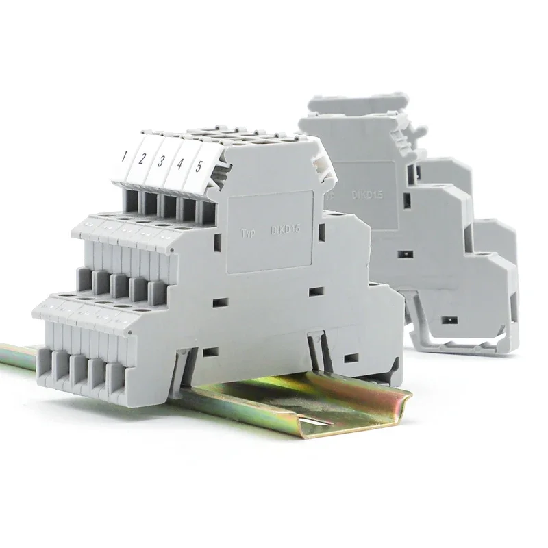 10Pcs Din Rail Terminal Block DIKD-1.5 Three Layer 3 Level Sensor Actuator Triple Wire Connector DIKD1.5 Wire Conductor