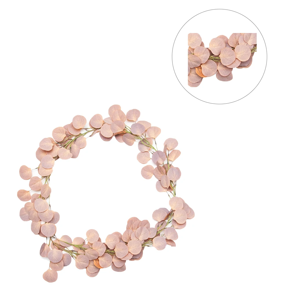 1 قطعة إكليل الأوكالبتوس محاكاة الوردي الاصطناعي الأخضر ورقة جارلاند الباب الجدار الشنق الديكور احتفالي صور الدعامة