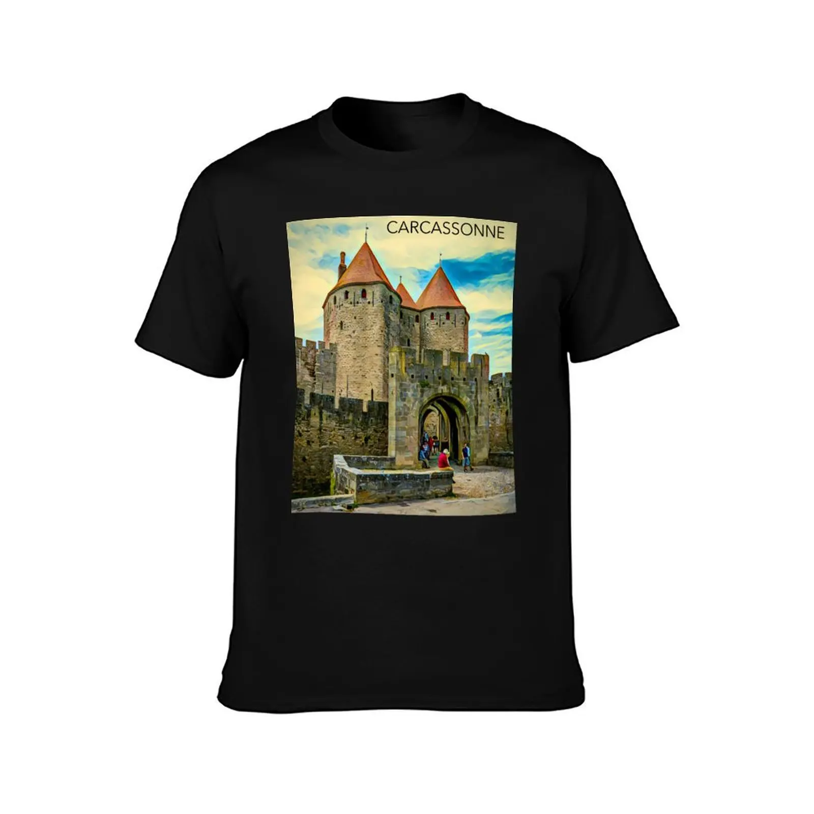 CARCASSONNE ,La Cite , France T-Shirt Casual Lightweight Short Sleeve Top T-Shirt