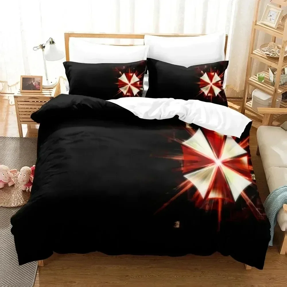 3D Print Corporation Red Umbrella Bedding Set Bedroom Soft Modern Bedspreads Comefortable Duvet Cover Quilt Cover And Pillowcase