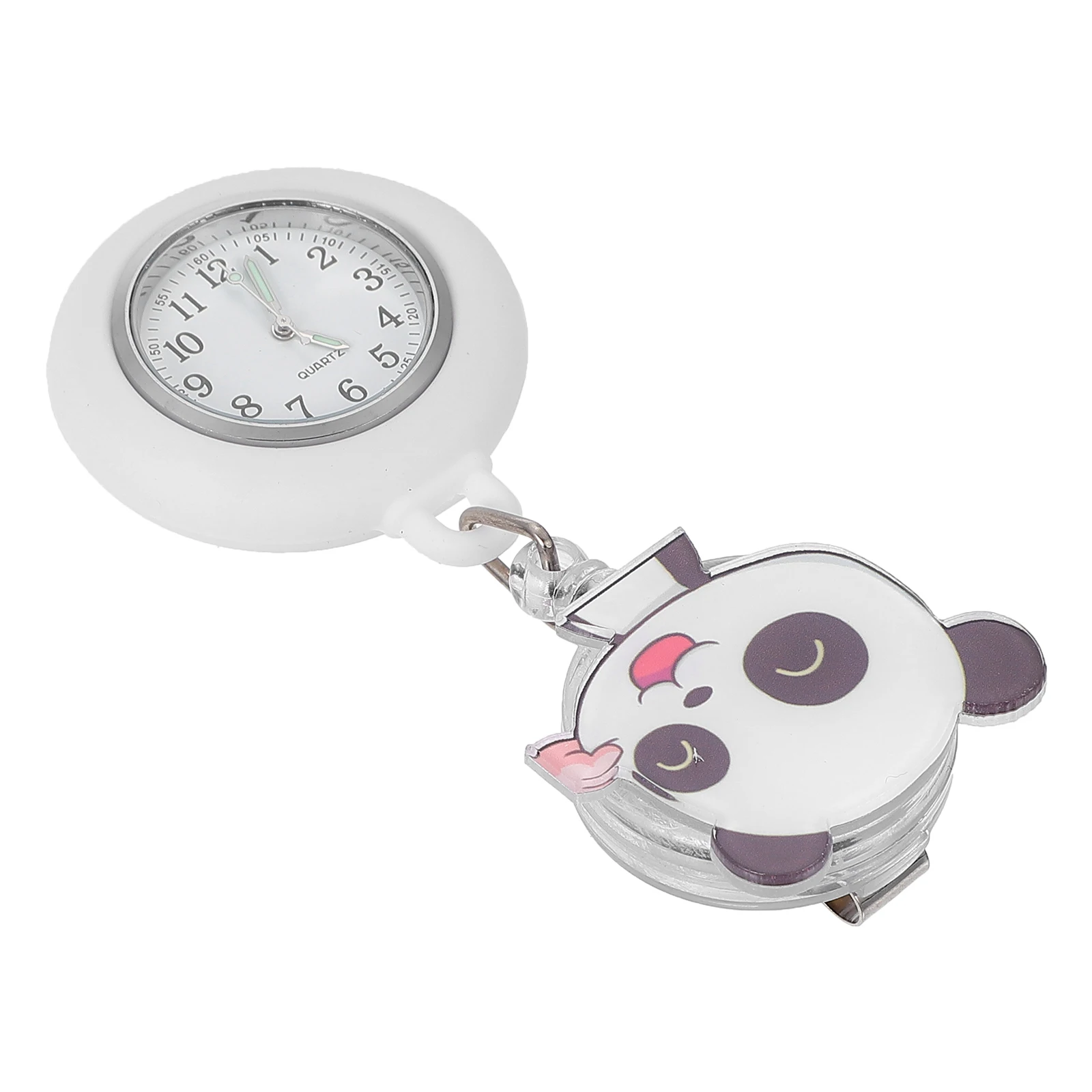 

1pc Nurse Pocket Retractable Clip-On Cartoon Panda Design Durable Clip-On Nurse Watch Medical Staff Gift For Women