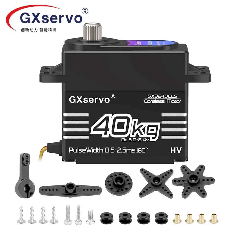 GXservo 40KG Serwo bezrdzeniowe Serwa wysokiego napięcia Metal Gear Pwm Cyfrowe serwo do silnika serwomechanizmu samochodowego RC w skali 1/8 1/10