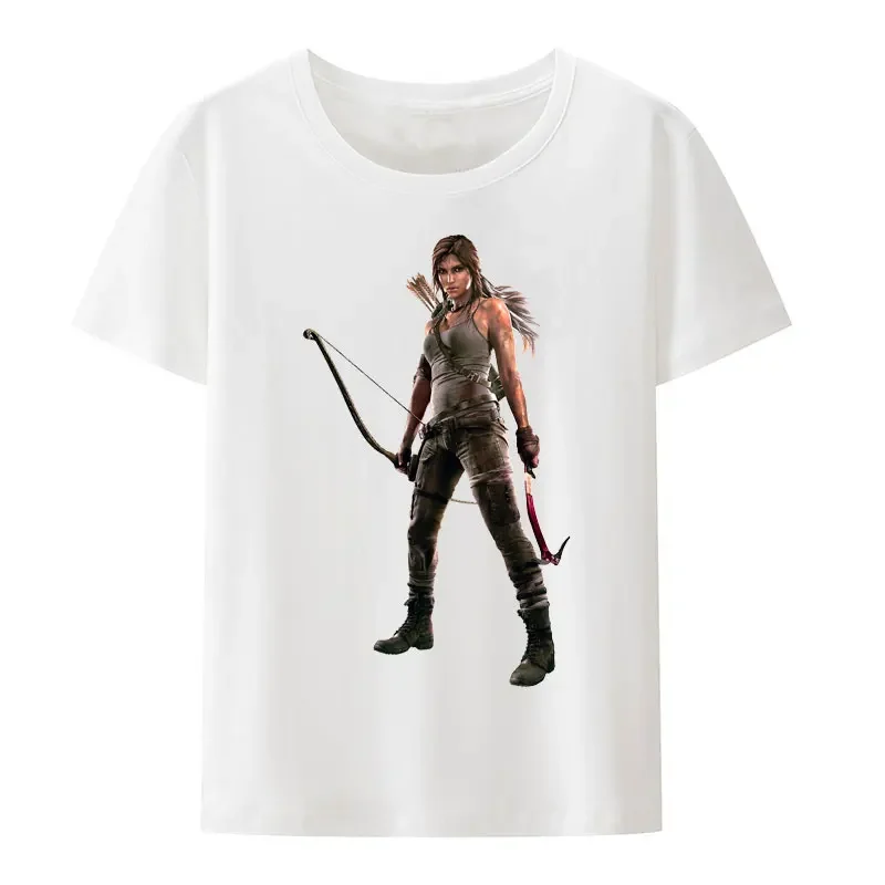 الكلاسيكية لعبة تومب رايدر لارا تي شيرت مطبوع الرجال النساء شخصية الموضة محب الشارع الشهير الهيب هوب الاتجاه كول Camisetas #2
