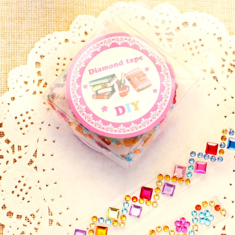 Self Adhesive Acrylic Crystal Rhinestone Diamond Stickers Tape Roll for Kids Handmade DIY Materials Album Notebook Decoration