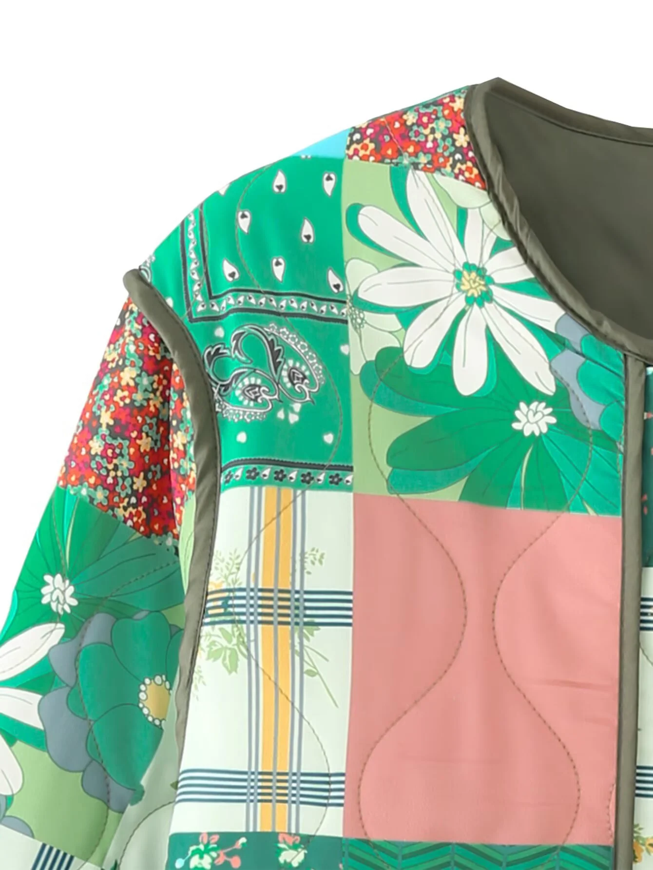 2025 Winter New Women's Casual Fashionable Elegant Versatile Design Round Neck Long Sleeve Quilted Cotton Jacket