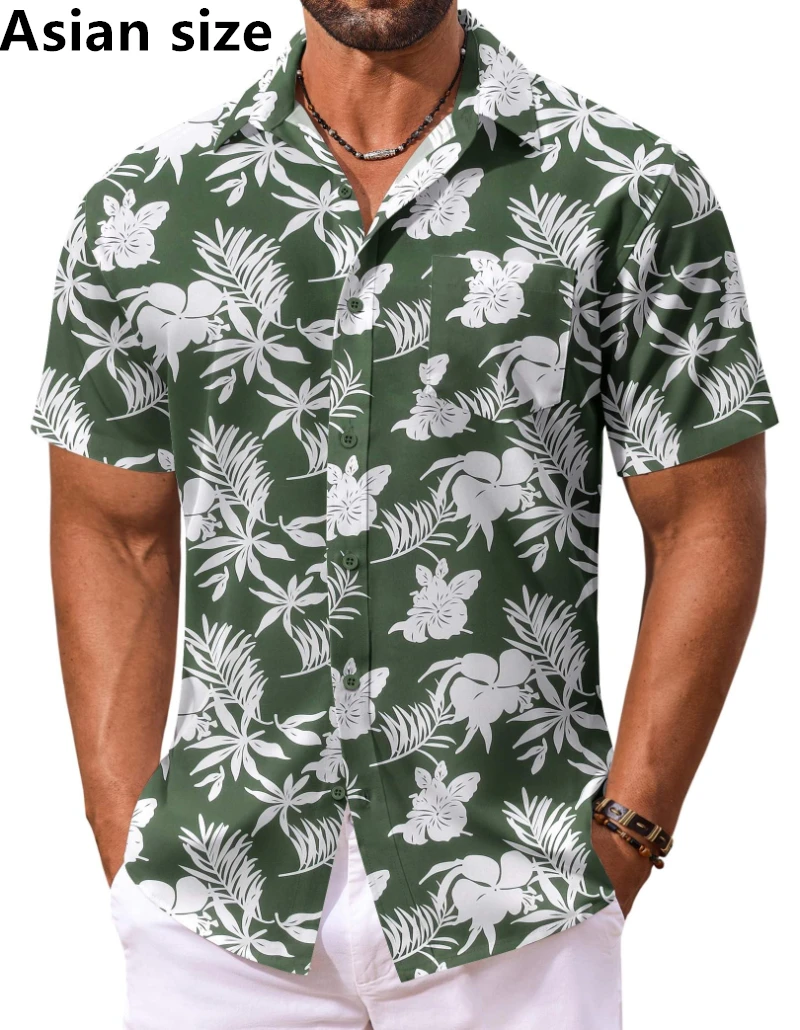 

Men's Hawaiian Shirt Short Sleeve Floral Button Down Shirts Tropical Vacation Beach Shirts Vintage Pop 3D Print Unisex Blouse