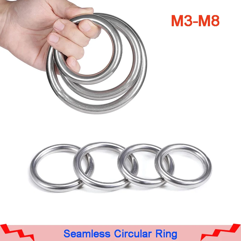 

M3~M8 304 Stainless Steel Seamless Circular Round Ring Smooth Lifting Ring Solid O Ring for Pet Yoga Hanging ID 15~60mm